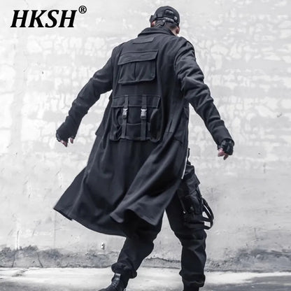 HKSH Spring Autumn New Man Tide Dark Functional Heavy Cloak Multi Pockets Jackets Loose Handsome Yamamoto Techwear Trench HK5607 Ghost District