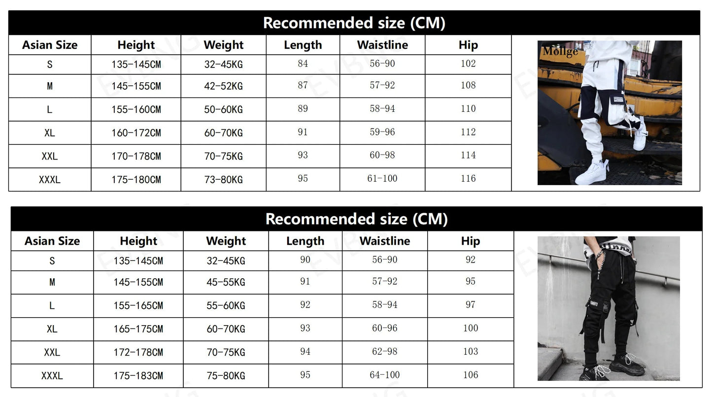 Joggers Cargo Pants for Men Casual Hip Hop Hit Color Pocket Male Trousers Sweatpants Streetwear Ribbons Techwear Pants - Ghost District