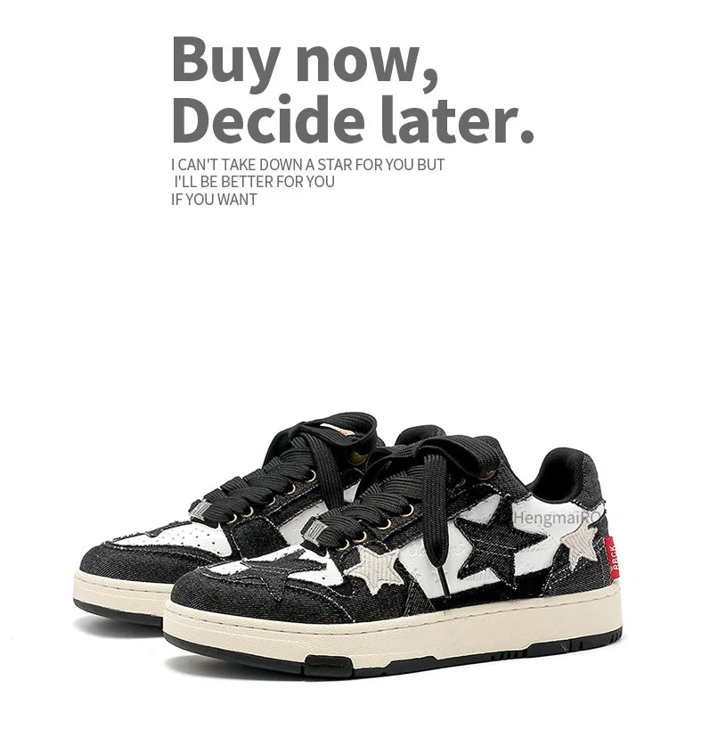 Women Sneakers Man Retro Star Y2K Punk Rap Street Shoes for Male  Fashion Skate Shoes Couple Casual Shoes Unisex Designer Tennis - Ghost District