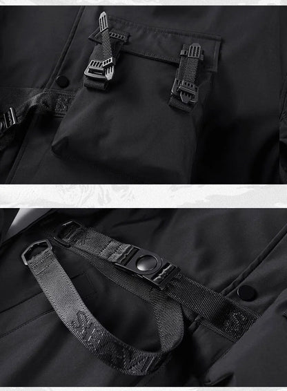 God of Death Bomber Jacket Chest Pocket Techwear Men Punk Hip Hop Tactical Streetwear Black Varsity Jackets Oversized MA1 Coats Ghost District