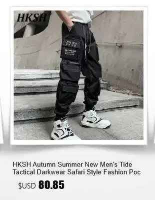 HKSH Heavy Industry Spring Autumn Men's Tide Stacked Collar Sweatshirt Hooded Hoodies Loose Casual Solid Color Punk Coats HK0797 Ghost District