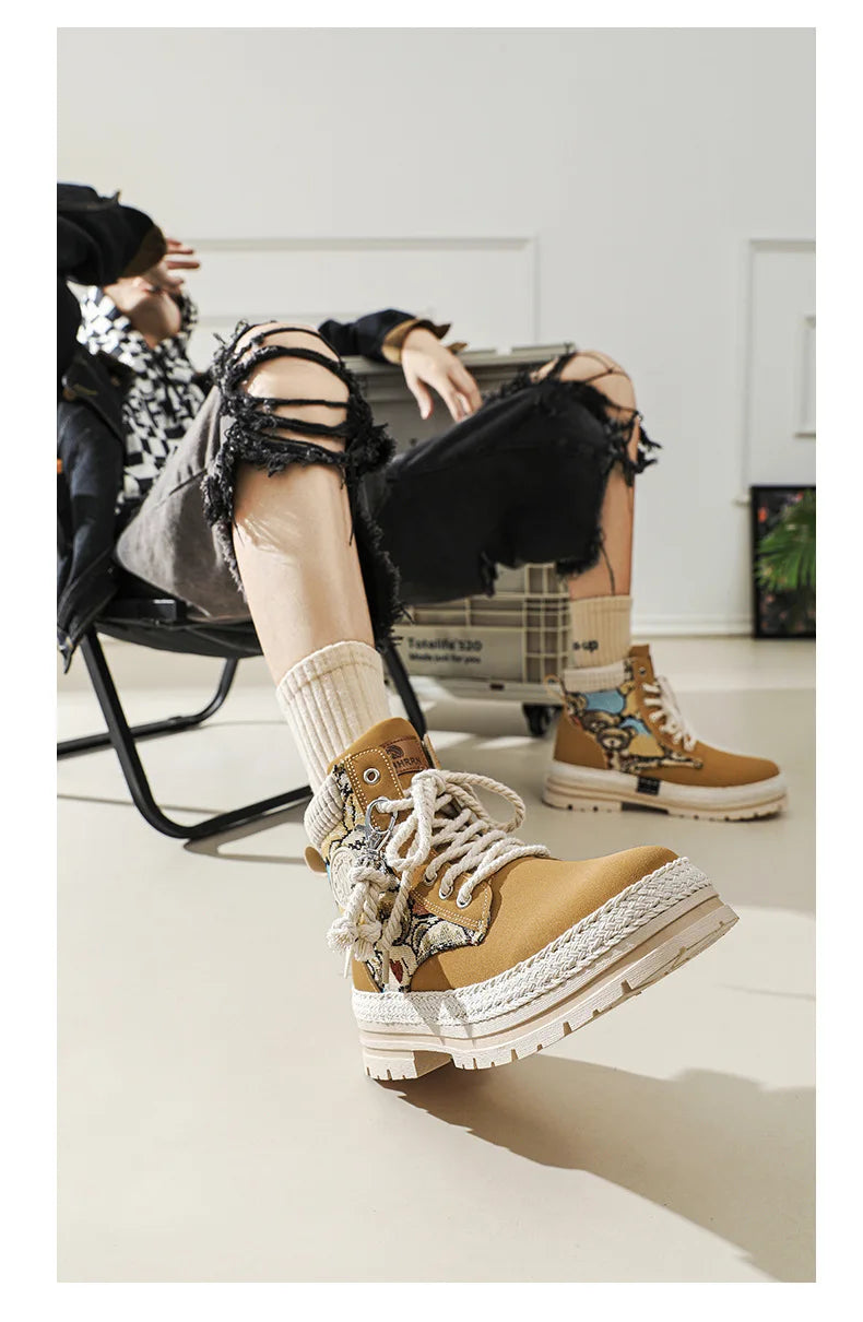 New Men's Winter Boots Outdoor Platform Boots 2023 Designer Men's Shoes Comfortable Desert Boots Street Style Motorcycle Boots - Ghost District
