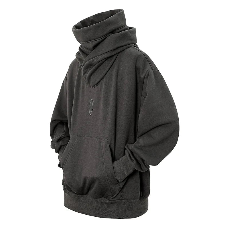 HKSH Heavy Industry Spring Autumn Men's Tide Stacked Collar Sweatshirt Hooded Hoodies Loose Casual Solid Color Punk Coats HK0797 Ghost District