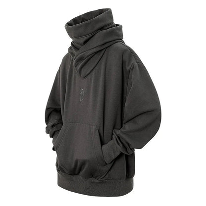 HKSH Heavy Industry Spring Autumn Men's Tide Stacked Collar Sweatshirt Hooded Hoodies Loose Casual Solid Color Punk Coats HK0797 Ghost District