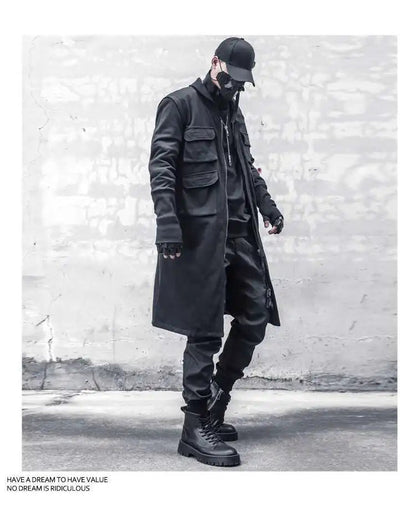 HKSH Spring Autumn New Man Tide Dark Functional Heavy Cloak Multi Pockets Jackets Loose Handsome Yamamoto Techwear Trench HK5607 Ghost District