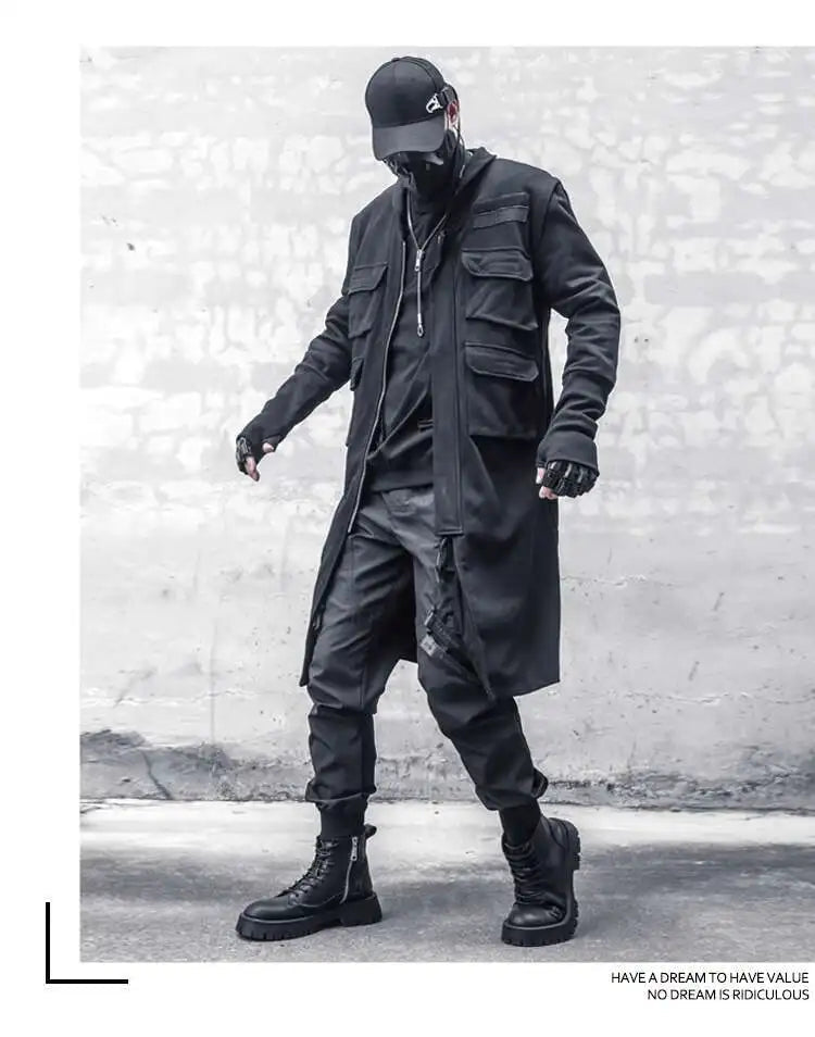 HKSH Spring Autumn New Man Tide Dark Functional Heavy Cloak Multi Pockets Jackets Loose Handsome Yamamoto Techwear Trench HK5607 Ghost District