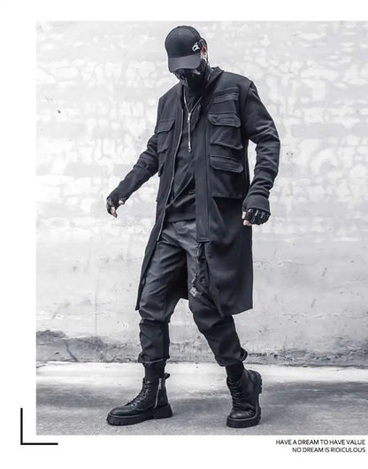 HKSH Spring Autumn New Man Tide Dark Functional Heavy Cloak Multi Pockets Jackets Loose Handsome Yamamoto Techwear Trench HK5607 Ghost District
