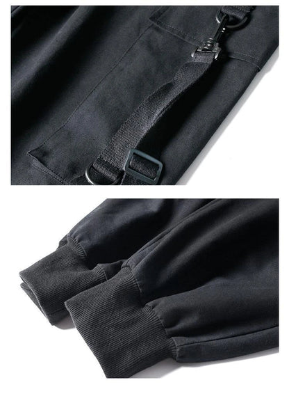 Techwear Ribbons Tactical Cargo Baggy Pants Jogger Men Casual Letter Hip Hop Teenager Sweatpants Joggers Cropped Pants For Men - Ghost District