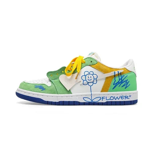 Women Shoes Men Retro Street Heart Pattern Skateboard Shoes Y2K Fashion Sneakers Couple Students Outdoor Sports Casual Shoes - Ghost District