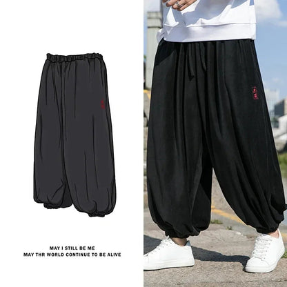 2023 Autumn Winter Pants Thickening Velvet Retro Harem Pants Men Solid Trendy Casual Wild Large Size Harajuku Jogging Trousers Ghost District