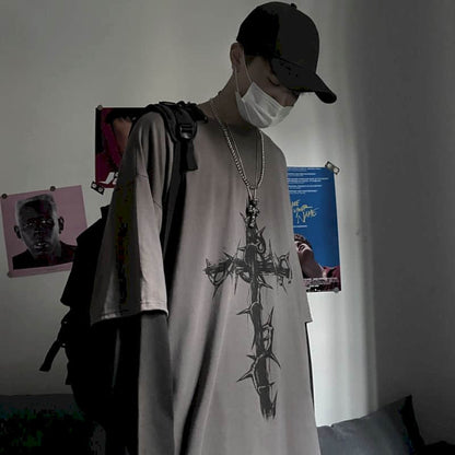 Men T Shirts autumn men Clothes anime casual Long Sleeved Oversized Y2K T-Shirt Harajuku Streetwear Academia Hip Hop tee tops Ghost District