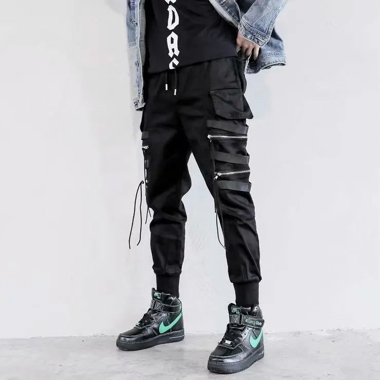 Stylish Techwear Men Cargo Pants  Hip Hop Streetwear High Street Jogger Male Trousers Ribbons Pockets Harem Pants for Male - Ghost District