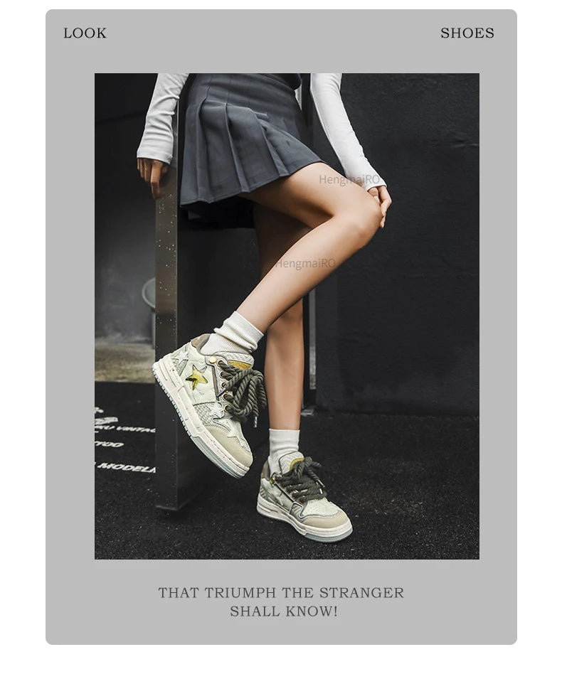 Women Sneakers Man Retro Star Y2K Punk Rap Street Shoes for Male  Fashion Skate Shoes Couple Casual Shoes Unisex Designer Tennis - Ghost District