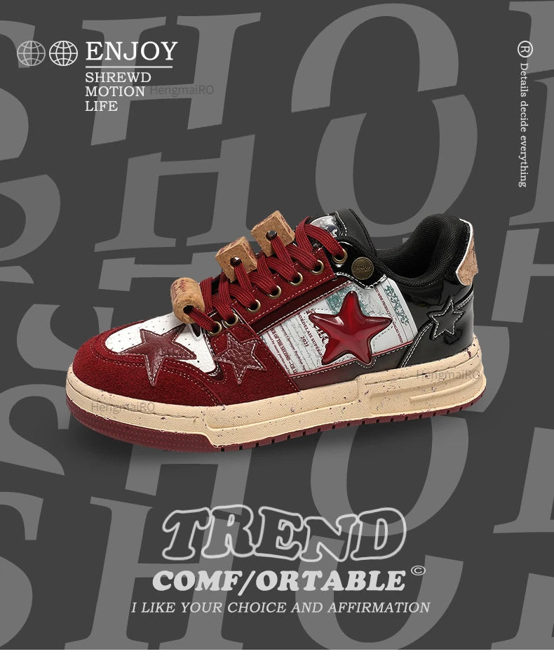 Women Sneakers Man Retro Star Y2K Punk Rap Street Shoes for Male  Fashion Skate Shoes Couple Casual Shoes Unisex Designer Tennis - Ghost District