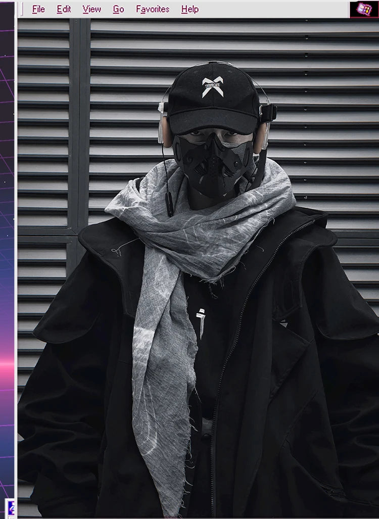 Unisex High Street Functional Cargo Jacket Techwear Fake two-piece Tactical Windbreaker Coats Streetwear Men's clothing Oversize - Ghost District