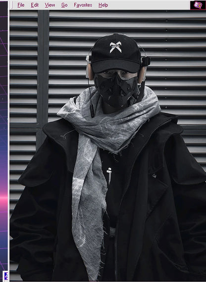 Unisex High Street Functional Cargo Jacket Techwear Fake two-piece Tactical Windbreaker Coats Streetwear Men's clothing Oversize - Ghost District