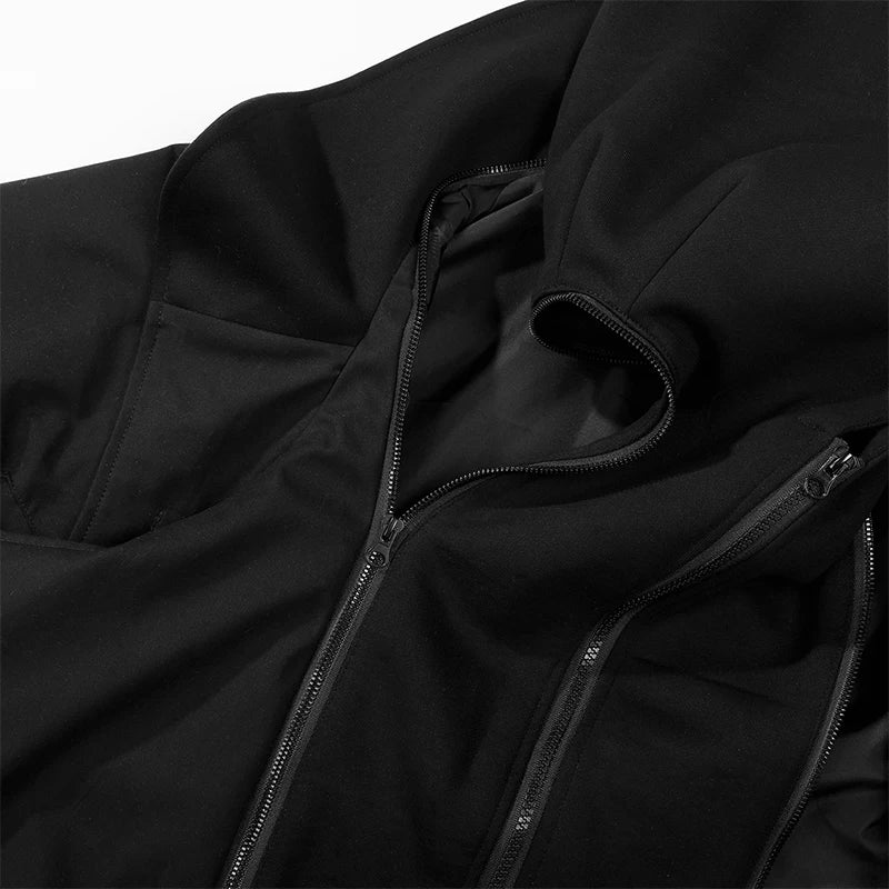 Unisex High Street Functional Cargo Jacket Techwear Fake two-piece Tactical Windbreaker Coats Streetwear Men's clothing Oversize - Ghost District