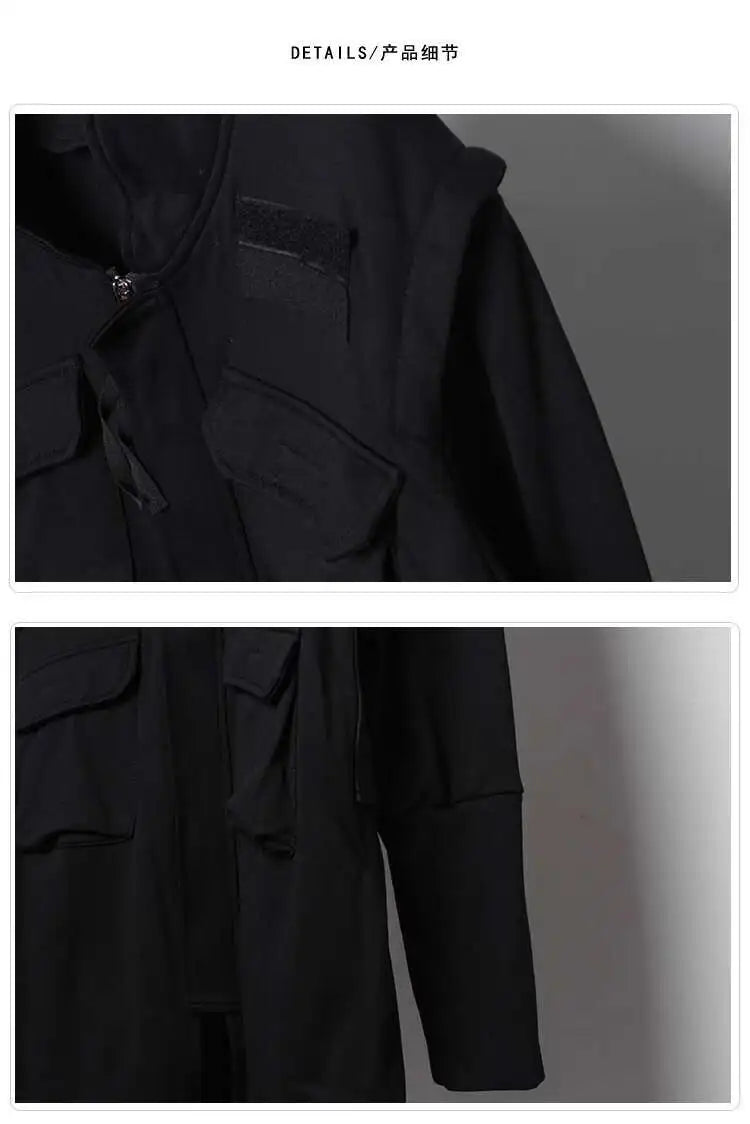 HKSH Spring Autumn New Man Tide Dark Functional Heavy Cloak Multi Pockets Jackets Loose Handsome Yamamoto Techwear Trench HK5607 Ghost District