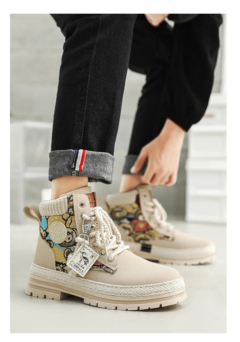 New Men's Winter Boots Outdoor Platform Boots 2023 Designer Men's Shoes Comfortable Desert Boots Street Style Motorcycle Boots - Ghost District