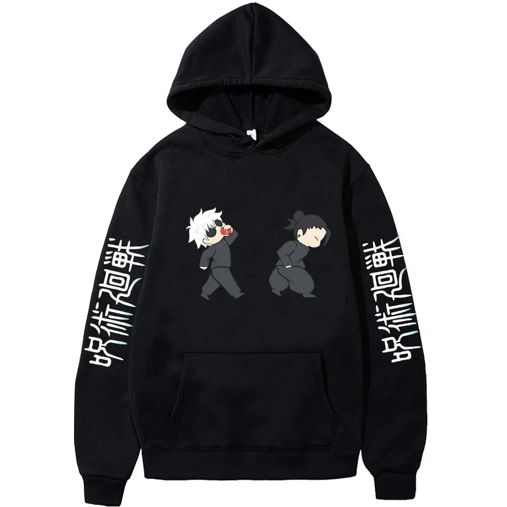 Jujutsu Kaisen Anime Hoodies Cartoon Satoru Gojo Cute Print Men Women Pullovers Autumn Winter Casual Plus Size Sweatshirts - Ghost District