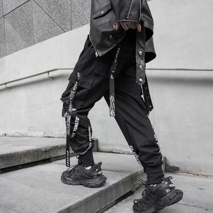 Stylish Techwear Men Cargo Pants  Hip Hop Streetwear High Street Jogger Male Trousers Ribbons Pockets Harem Pants for Male - Ghost District