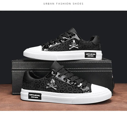 Trend Designer Casual Shoes for Men Street Tinsel Skulls Flats Vulcanized Fashion Brand Luxury Sneakers Jogging Man Sport Shoes - Ghost District