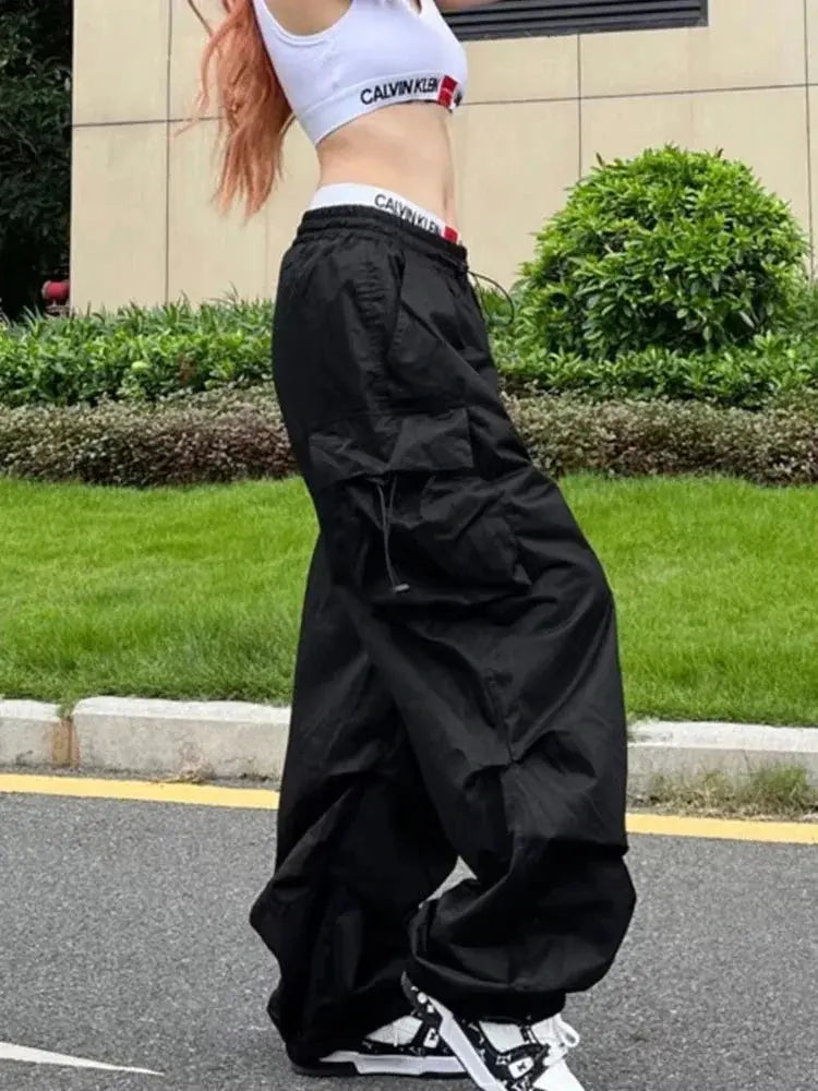 Retro Workwear Pants with Design Sense for Women's 2025 Summer Straight Leg Loose Wide Leg Pants - Ghost District