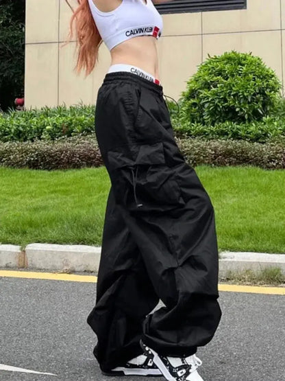Retro Workwear Pants with Design Sense for Women's 2025 Summer Straight Leg Loose Wide Leg Pants - Ghost District