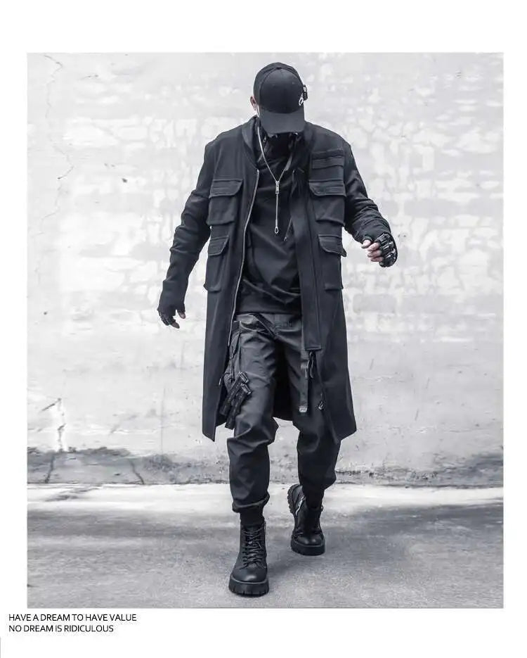 HKSH Spring Autumn New Man Tide Dark Functional Heavy Cloak Multi Pockets Jackets Loose Handsome Yamamoto Techwear Trench HK5607 Ghost District