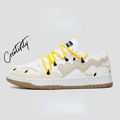 Women Shoes Men Retro Street Heart Pattern Skateboard Shoes Y2K Fashion Sneakers Couple Students Outdoor Sports Casual Shoes - Ghost District