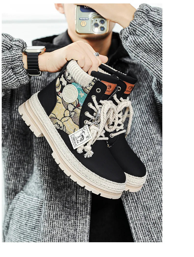 New Men's Winter Boots Outdoor Platform Boots 2023 Designer Men's Shoes Comfortable Desert Boots Street Style Motorcycle Boots - Ghost District