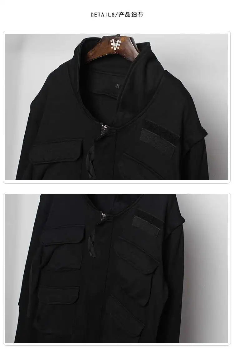 HKSH Spring Autumn New Man Tide Dark Functional Heavy Cloak Multi Pockets Jackets Loose Handsome Yamamoto Techwear Trench HK5607 Ghost District