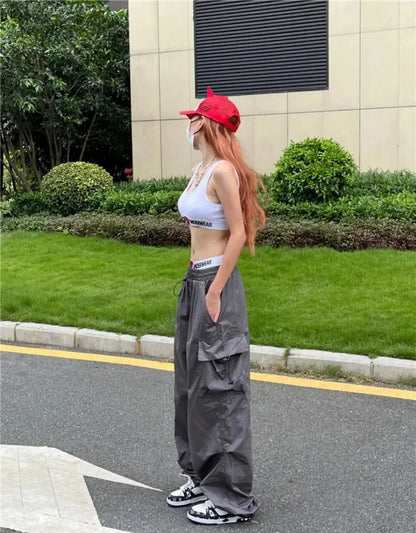 Retro Workwear Pants with Design Sense for Women's 2025 Summer Straight Leg Loose Wide Leg Pants - Ghost District