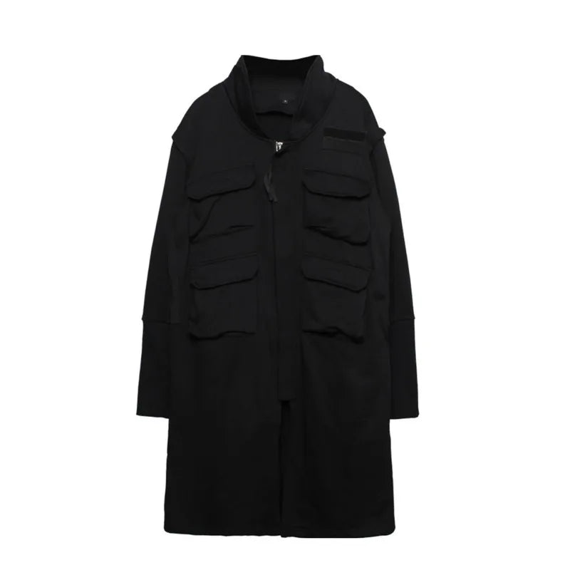 HKSH Spring Autumn New Man Tide Dark Functional Heavy Cloak Multi Pockets Jackets Loose Handsome Yamamoto Techwear Trench HK5607 Ghost District