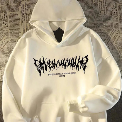 Hoodie Men Graphic Vivid Rose Print Cotton Hoodies American Retro Personality Streetwear Casual Hooded Sweatshirt Men's Clothing - Ghost District