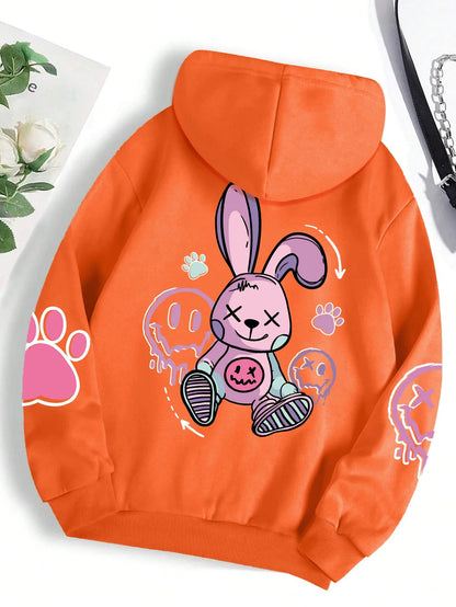 Hip Hop Street Casual Printed Female Hoodies Fashion Hoodie Oversize Loose New Sweatshirts Autumn Warm Fleece Clothing Ghost District