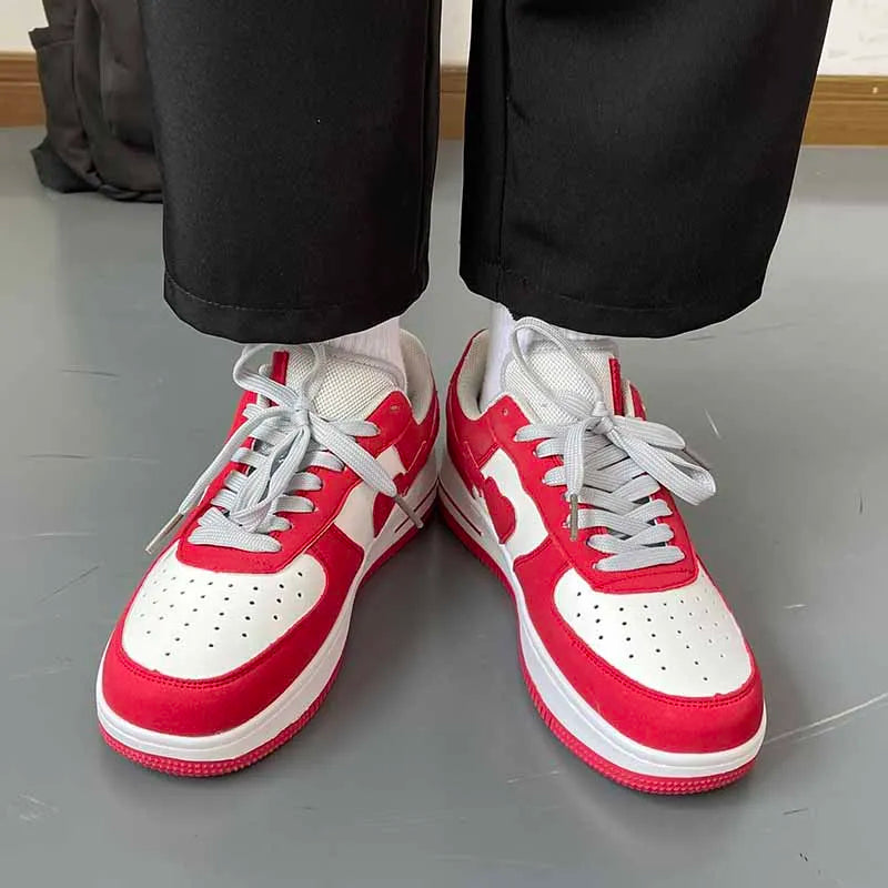 Women Shoes Men Retro Street Heart Pattern Skateboard Shoes Y2K Fashion Sneakers Couple Students Outdoor Sports Casual Shoes - Ghost District