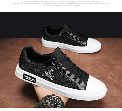 Trend Designer Casual Shoes for Men Street Tinsel Skulls Flats Vulcanized Fashion Brand Luxury Sneakers Jogging Man Sport Shoes - Ghost District