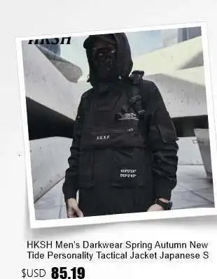 HKSH Heavy Industry Spring Autumn Men's Tide Stacked Collar Sweatshirt Hooded Hoodies Loose Casual Solid Color Punk Coats HK0797 Ghost District
