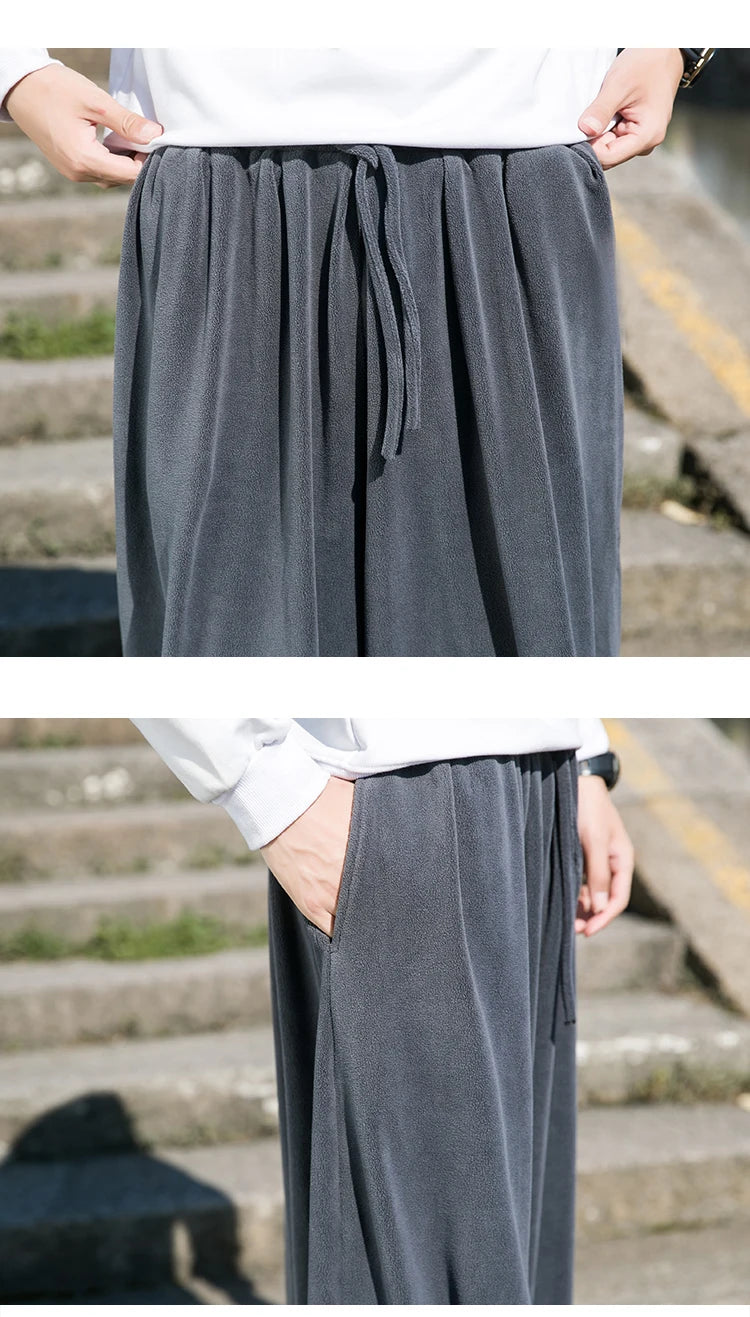 2023 Autumn Winter Pants Thickening Velvet Retro Harem Pants Men Solid Trendy Casual Wild Large Size Harajuku Jogging Trousers Ghost District