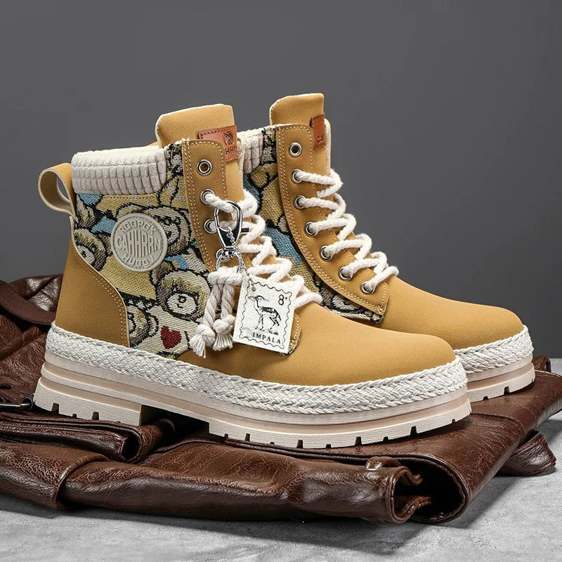 New Men's Winter Boots Outdoor Platform Boots 2023 Designer Men's Shoes Comfortable Desert Boots Street Style Motorcycle Boots - Ghost District