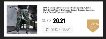 HKSH Fake Two Pieces Embroidered Legged Overalls High Street Hip Hop Dark Techwear Autumn Winter New Cargo Pants Trendy HK2900 Ghost District