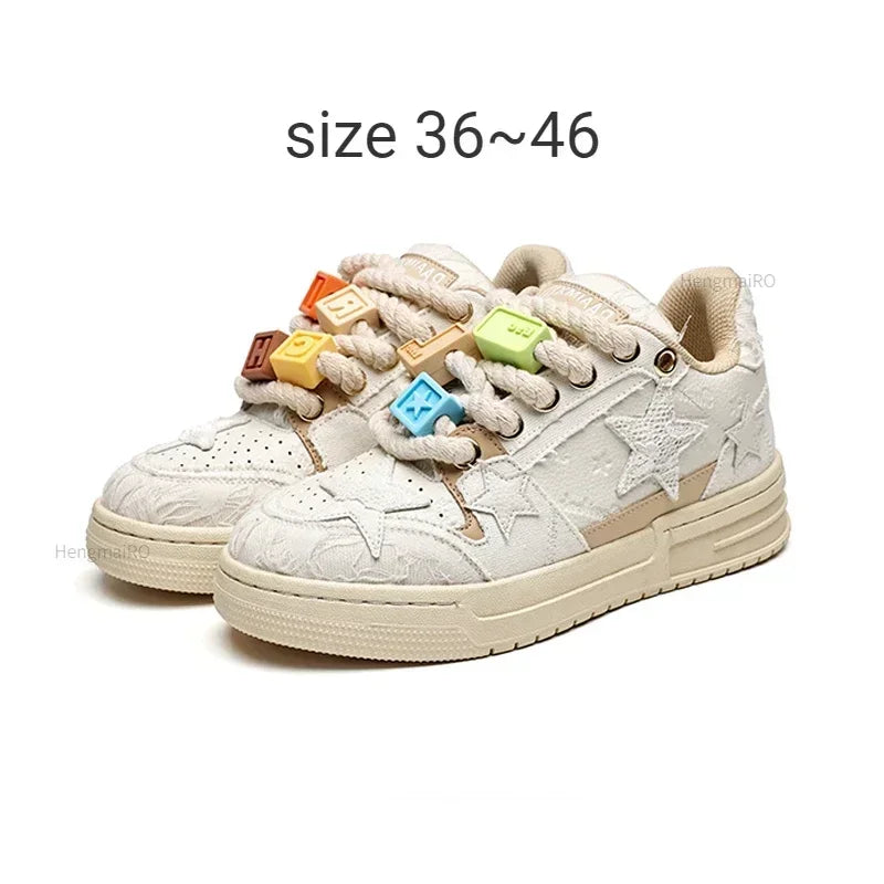 Women Sneakers Man Retro Star Y2K Punk Rap Street Shoes for Male  Fashion Skate Shoes Couple Casual Shoes Unisex Designer Tennis - Ghost District