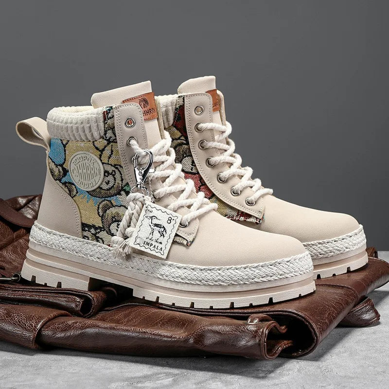 New Men's Winter Boots Outdoor Platform Boots 2023 Designer Men's Shoes Comfortable Desert Boots Street Style Motorcycle Boots - Ghost District