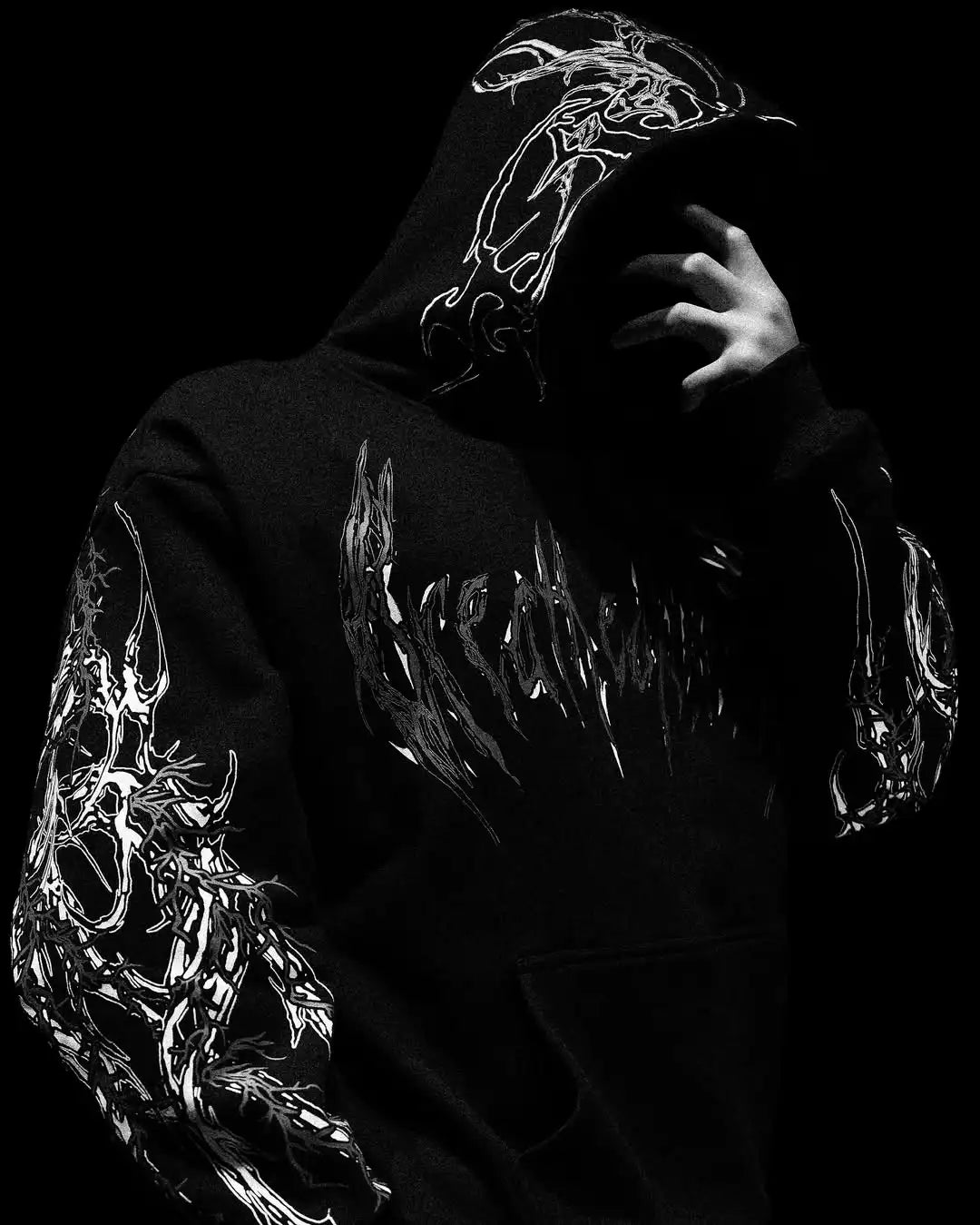 American High Street Fashion Clothing Street Hip-hop Retro Striped Fashionable Loose Zipper Hoodie Harajuku Casual Sweatshirt Ghost District
