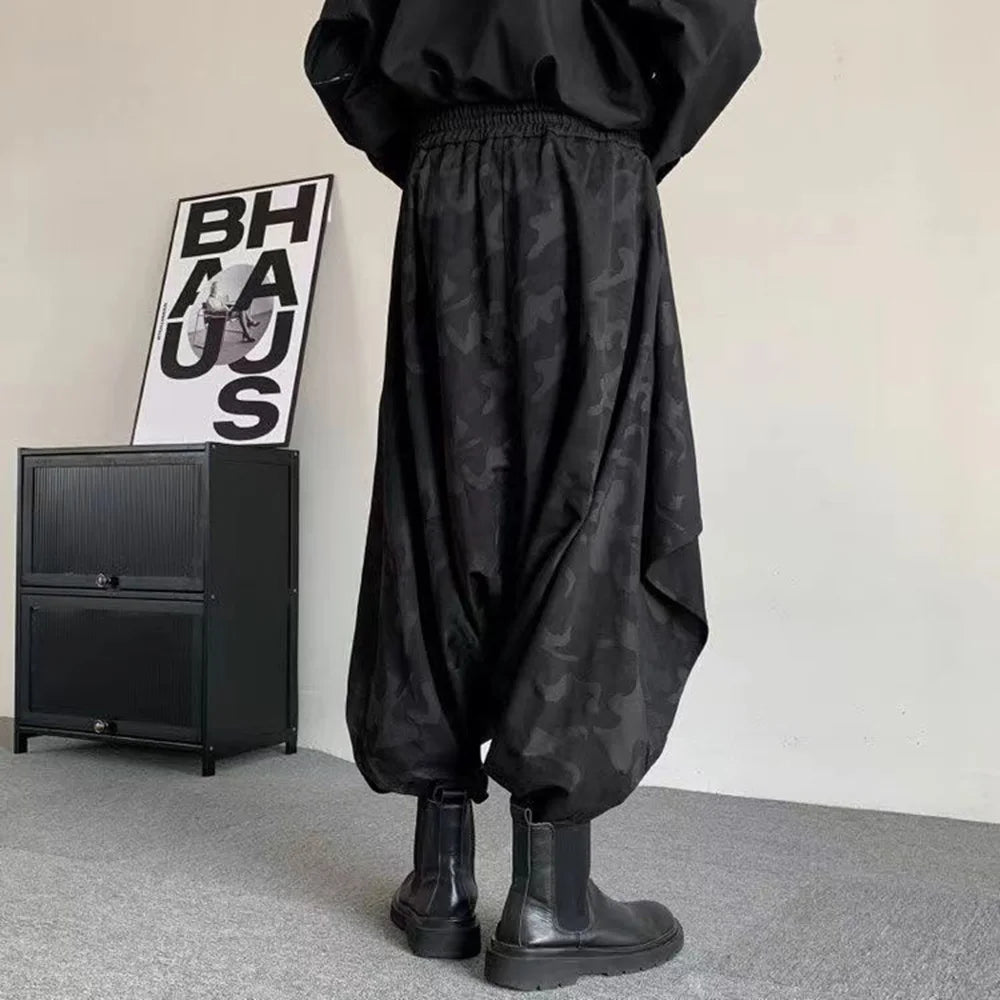Mens Pants Skirt Japanese Samurai Style Antique Costumes Dark Irregular Elaborate Skirt Pants Design Harem Trousers 2025 Summer Ghost District