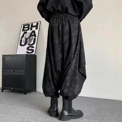 Mens Pants Skirt Japanese Samurai Style Antique Costumes Dark Irregular Elaborate Skirt Pants Design Harem Trousers 2025 Summer Ghost District