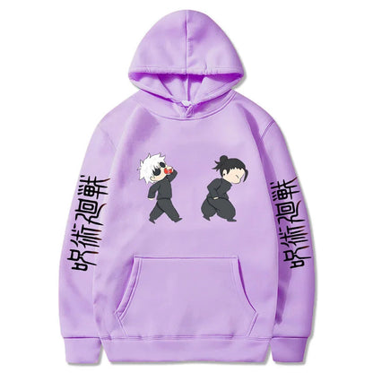 Jujutsu Kaisen Anime Hoodies Cartoon Satoru Gojo Cute Print Men Women Pullovers Autumn Winter Casual Plus Size Sweatshirts - Ghost District