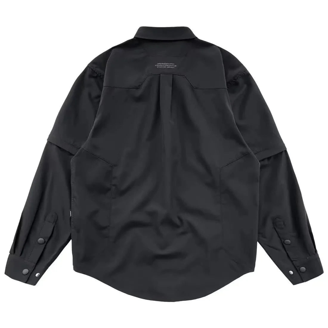Men's Techwear Button Up Shirt Oversized Streetwear Harajuku Hip Hop Shirts Detachable Sleeve Black Tooling Button Up Blouse - Ghost District