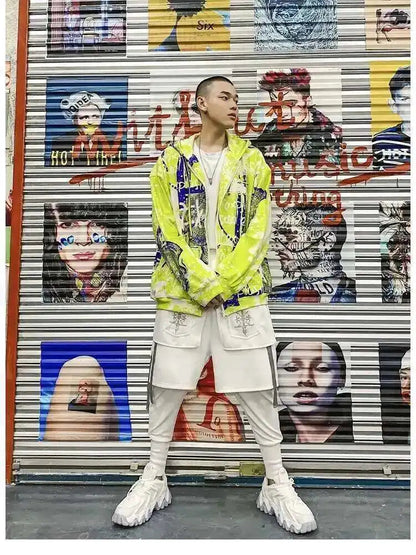 HKSH Fake Two Pieces Embroidered Legged Overalls High Street Hip Hop Dark Techwear Autumn Winter New Cargo Pants Trendy HK2900 Ghost District